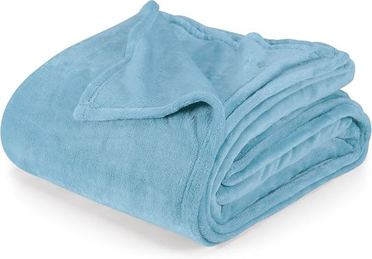 Utopia Bedding Washed Blue Fleece Blanket Twin Size Lightweight Fuzzy Soft Anti-Static Microfiber Bed Blanket (60x80 Inch)