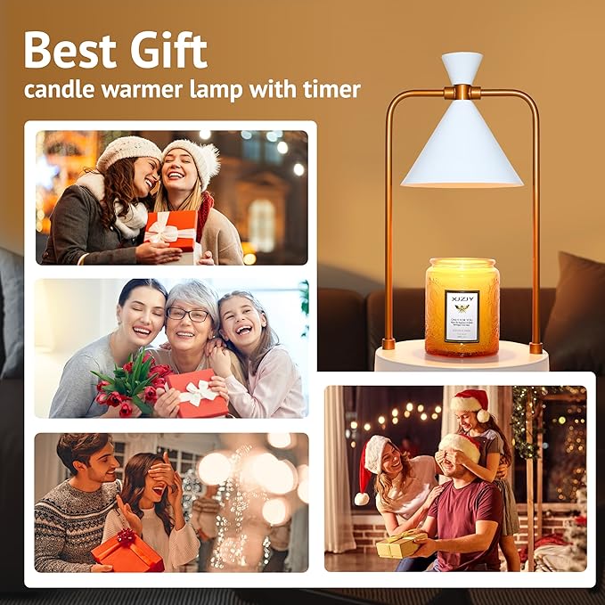 Candle Warmer Lamp with Timer Dimmer,Electric Candle Warmer, Candle Lamp with Large Base for Scented Jar Candles,Birthday Gifts for Mom Women,House Warming Gifts for New Home Bedroom Decor,White