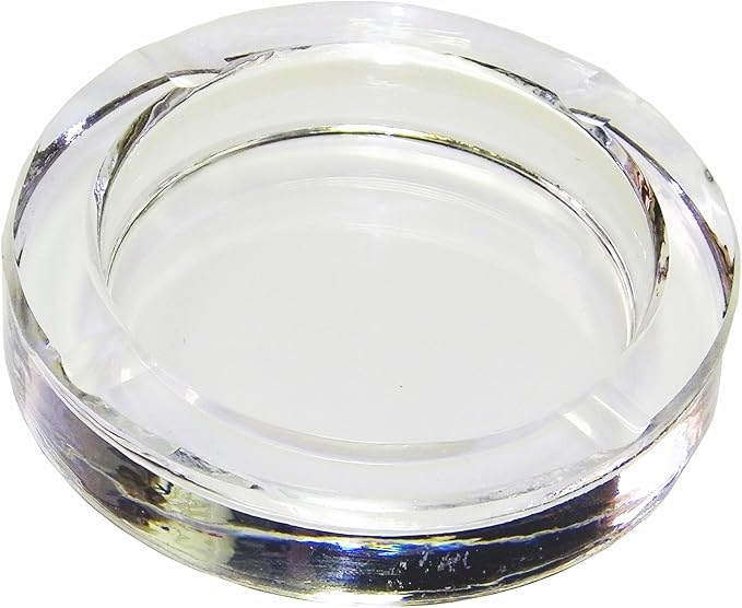 Amlong Crystal Classic Round Crystal Ashtray 4" Diameter for Cigars or Cigarettes with Gift Box
