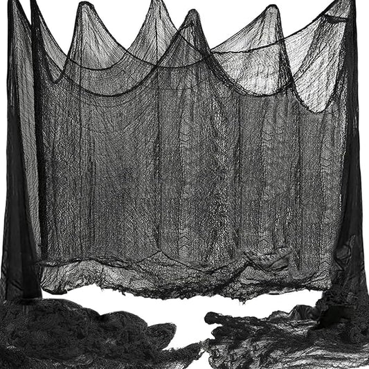 400 x 39 inch Large Size Creepy Cloth Black Halloween Scary Spooky Cloth-Windows Doorways Gauze Cobweb Spider webs Decorations for Halloween Party Haunted House Decor