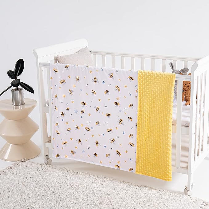 Baby Blanket for Boys Girls Super Soft Blanket,Fluffy WarmLightweight Baby Receiving Blankets,Double Layer with Dotted Backing for Toddler Nursery (Bee, 30 * 40inch)