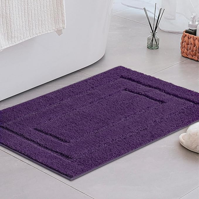 GRANNY SAYS Bathroom Rugs, Soft Bath Mats for Bathroom, Bath Rugs Non Slip Washable Rug, 32" x 20", Water Absorbing Bath Mat, Shaggy Rug Bath Mats for Shower Room Floor, Purple