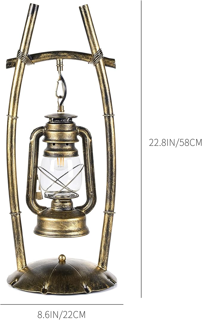 Vintage Table Lamp Bronze Antique Desk Lamp for Farmhouse Nightstand Table Lamp Bulb Included for Office,Living Room (Yellow Brown Clear Glass, 23×8.6'')