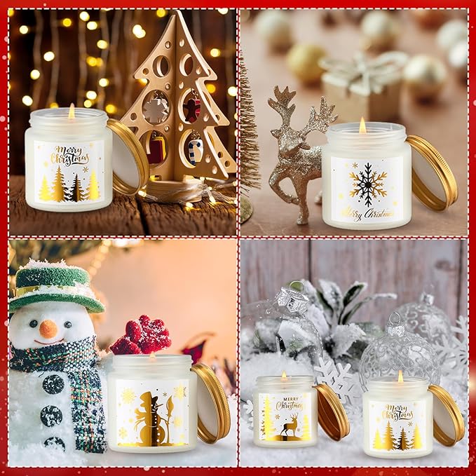 MTLEE 10 Pcs Christmas Candle Gift Set Scented 10 Fragrances Aromatherapy Candle Gift Set for Women Christmas Holiday Presents(Golden Lid)