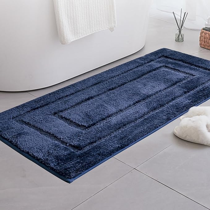 GRANNY SAYS Navy Bathroom Rugs, Bath Mats for Bathroom Non-Slip, Super Soft and Water Absorbent, Extra Large Bath Rugs Washable, Microfiber Bath Rugs for Floor, Tub and Shower, 59" x 24"