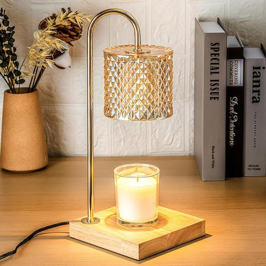 Lamp Candle Warmer with Timer, House Warming Gifts New Home, Candle Wax Warmer with 2 Bulbs, Aesthetic Room Home Bedroom Decor, for Women, Lozenge Diamond