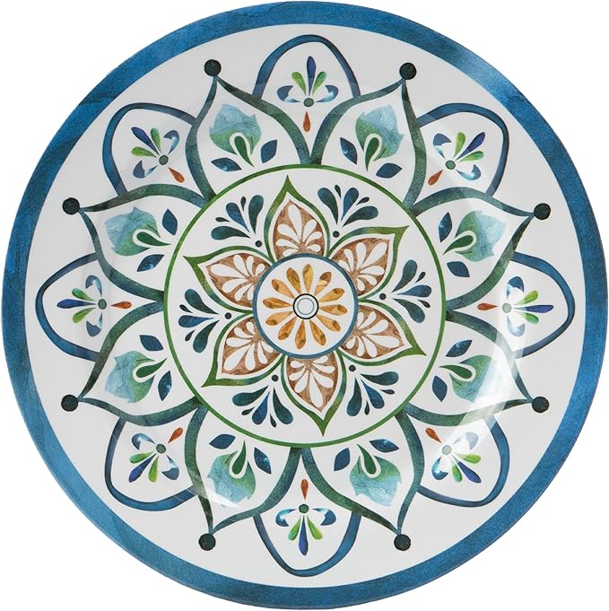 Melamine Dinnerware Sets, Service for 4. Unbreakable Dishes. Scratch Resistant Melamine Ware. Plates and Bowls. Dishwasher Safe Platos De Melamina Mosaic Design. Beautifully Packaged Gift Box