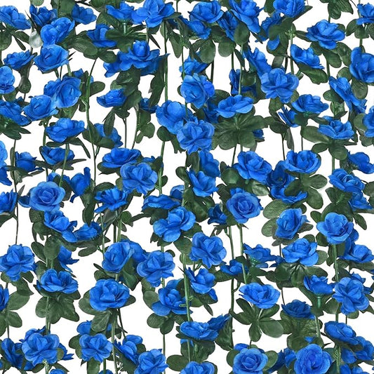 BLEUM CADE 5Pcs 41Ft Flower Garland Artificial Rose Vines for Bedroom, Cute Fake Hanging Flower Vines Floral Garland Decorations for Wedding Party Wall Room Decor Aesthetic
