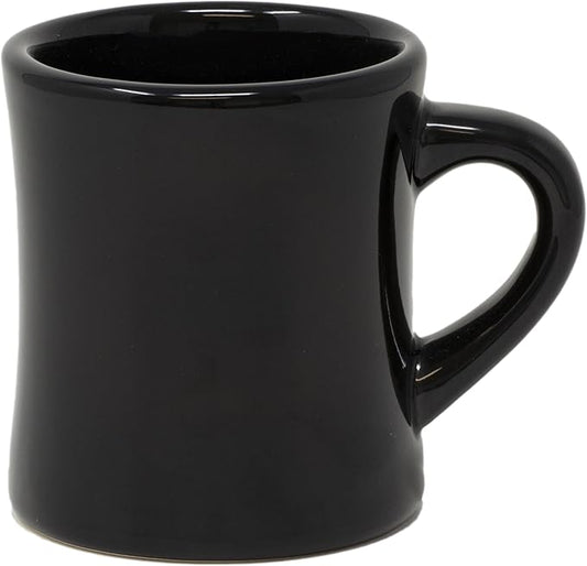 Funny Guy Mugs Classic Retro Diner Coffee Mug - Heavy Duty 10 Oz Stoneware Cup with Easy Grip Handle - Ideal for Hot and Cold Beverages (Black, 10 Ounce)