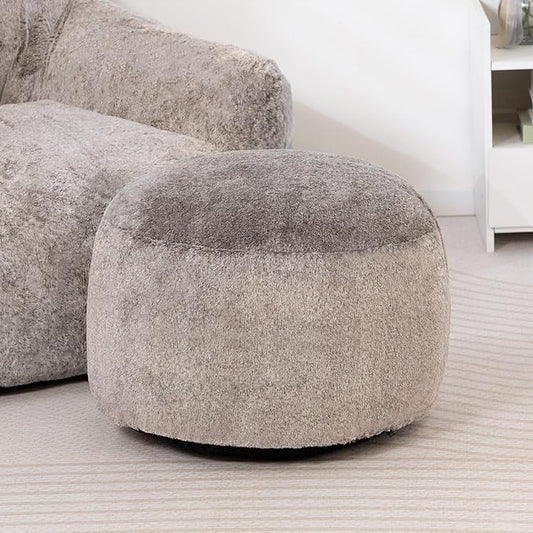 HollyHOME 15"(H) Bean Bag Round Ottoman Pouf, 6.6LB Memory Foam Filled Footstool for Sofa, Accent Stuffed Footrest Stool with Washable Cover, Single Footrest Stool for Living Room, Bedroom, Coffee