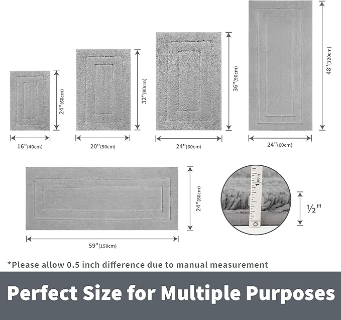 GRANNY SAYS Gray Bathroom Rugs, Bath Mats for Bathroom Non-Slip, Super Soft and Water Absorbent, Microfiber Bath Rugs, Machine Wash Dry, Bath Rugs for Floor, Tub and Shower, 32" x 20"