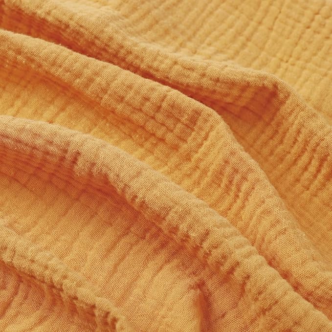 Muslin Pack and Play Sheets 30" x 43" Compatible with 4moms Breeze Plus Playard & Breeze Go Playard and Other Large Playpen Mattress, 100% Cotton 2 Pack, Yellow and Brick