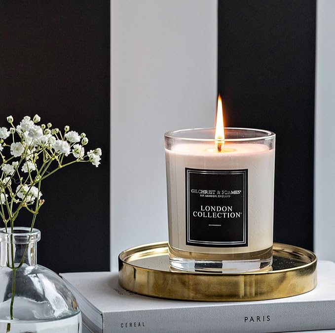 Gilchrist & Soames London Luxury Candle (8oz), Mandarin, Gardenia, and Musk - USA Poured, Coconut Oil and Soy Wax Blend, Cotton Wick