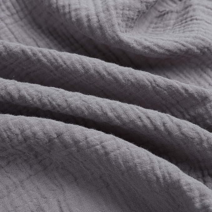 Muslin Pack and Play Sheets 30" x 43" Compatible with 4moms Breeze Plus Playard & Breeze Go Playard and Other Large Playpen Mattress, 100% Cotton 2 Pack, Grey and Green