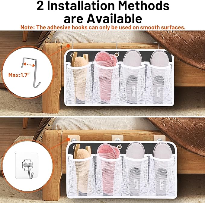 RV Shoe Storage for Bedside - 4 Pocket Wall Mounted Entryway Shoes Rack, Bed Hanging Pocket Organizer, Bedside Caddy Storage Organizer for Headboards Bunk Beds Dorm Rooms,RV & Camper Essentials