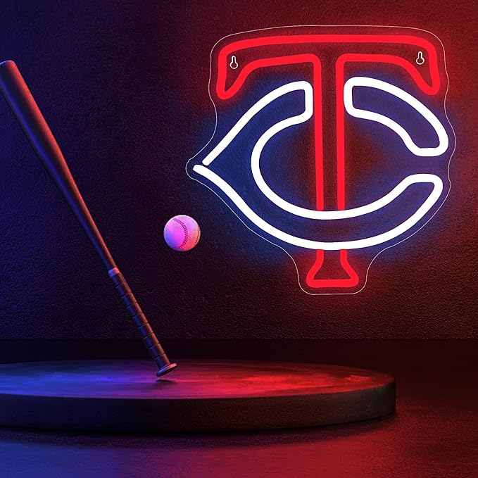 FMXD149 Neon Sign for Wall Decor - Sports Wall Decor, Man Cave, Teen Room, Baseball Fan Gift, Size 13.4 * 13.4 inches