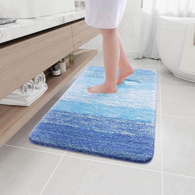 Arotive Microfiber Bathroom Rugs, Shaggy Soft and Absorbent Bath Rug, Non-Slip, Thick Plush Machine Washable Dry Bath Mats for Bathroom, Tub and Shower, 36x24, Light Royal Blue
