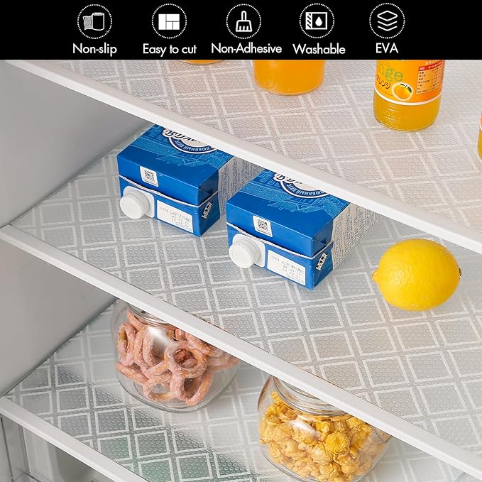 Cooyes Shelf Liner – Non-Slip Shelf Liners for Kitchen Cabinets – Waterproof Shelf Paper with Modern Pattern – Durable EVA Cabinet Liners