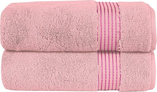 Elegant Comfort Premium Turkish Cotton 2 Pack Bath Towel Set - 27 x 54 inch, Luxurious Hotel Spa Quality 100% Turkish Cotton 2PC Bath Towel Set - Highly Absorbent - Soft Bathroom Towels, Dusty Rose