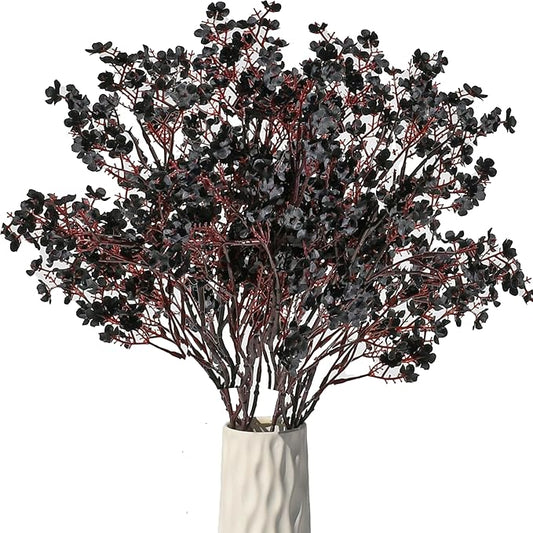 Mandy's Black Artificial Baby’s Breath Flowers 15 Bundles Silk Gypsophila with Bendable Stems for Fall Centerpiece Wedding Decor and Table Arrangements