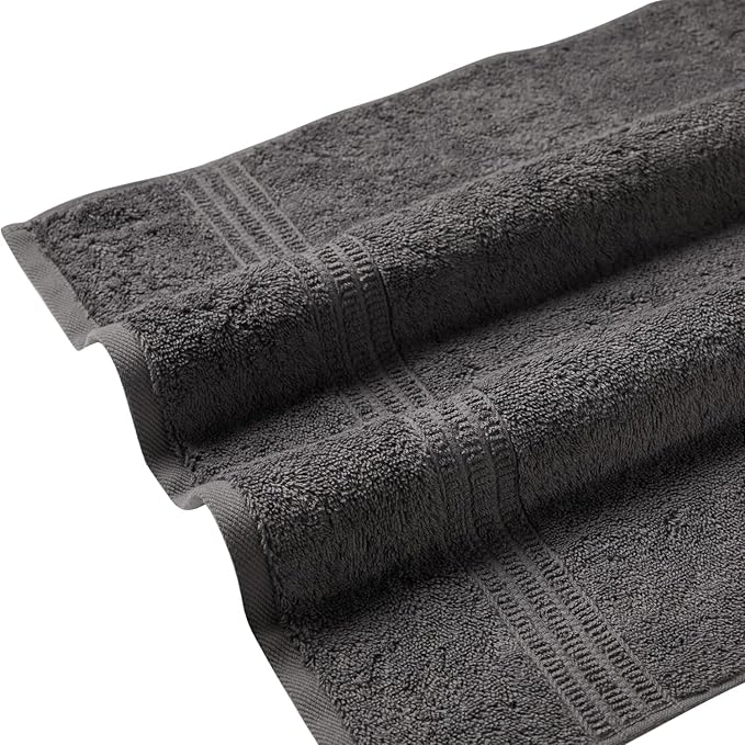 HOMELOVER 4 Piece Luxury Hand Towel Set - 100% Organic Cotton, 500 GSM, Hotel Quality, Highly Absorbent, Soft & Quick Drying Bathroom & Kitchen Towel for Face & Hand Washing (Coal Gray)