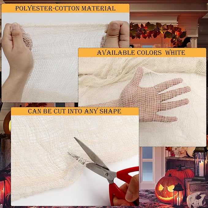 ZYP 315 x 78.7in Halloween Creepy Cloth Beige Spooky Fabric Gauze Spooky Giant Cheese Cloth for Halloween Party Supplies Decorations