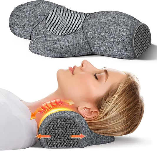 Cervical Neck Pillow: Designed to Help Alleviate Neck discomfort. This Neck Pillow for Sleeping can be Used as a Cervical Traction Device, for Neck Support and Shoulder Relaxation. (Grey)