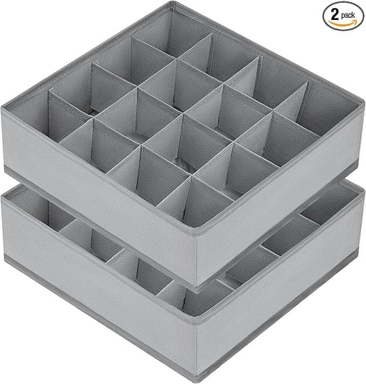 DIMJ Sock Organizer Drawer Organizer -Underwear Organizer Divider for Storing Socks 24 Cell + 16 Cell, Handkerchiefs, Ties, Belts, Grey