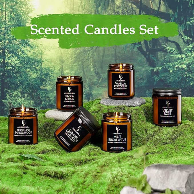 Scented Candles Set, Soy Wax 6 Pack 42 Oz Aromatherapy Candles Gift Set for Women Men (Sage/Vanilla/Lemon/Sandalwood/Mint/Rose