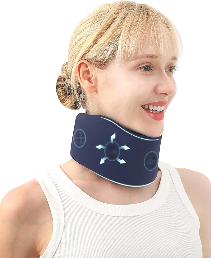 Neck Brace for Pain Relief - Washable Cervical Collar for Neck Pain and Support, Soft Cervicorrect, Suitable for Traveling, Working, Sleeping and Using Phone (Dark Blue, 2.76 inch Height)