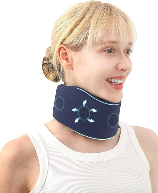 Neck Brace for Pain Relief - 2024 Upgrade Washable Cervical Collar for Neck Pain and Support, Silicone Cervicorrect Neck Brace for Sleeping, Neck Posture Corrector (Dark Blue, 3.35 inch Height)