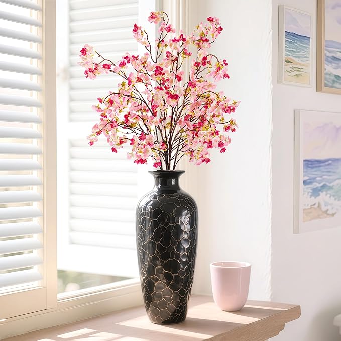 SITUMEIZI Artificial Cherry Blossom Branches Silk 40.58 Inch Faux Cherry Flowers Tall Stems for Home Wedding Bedroom Table Japanese Real Touch Vase Decoration(4Pcs,Deep Pink)