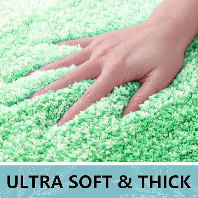 Arotive Microfiber Bathroom Rugs, Shaggy Soft and Absorbent Bath Rug, Non-Slip, Thick Plush Machine Washable Dry Bath Mats for Bathroom, Tub and Shower, 47x24, Green
