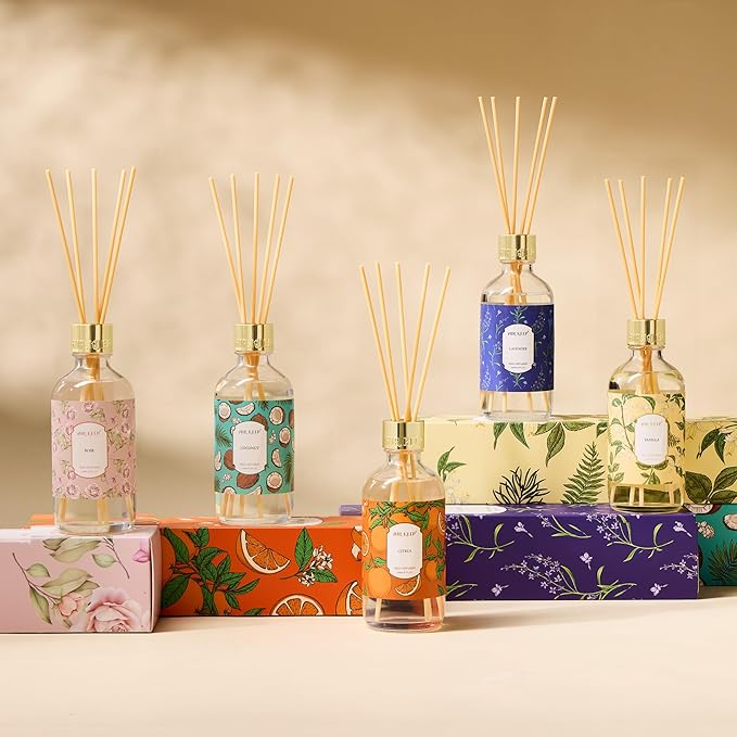 Airkeep Reed Diffuser Oil Set with Reed Sticks,Lavender Aromatherapy Oil Scent Diffuser for Home Office Bathroom Decoration Perfume and Gifts 6.76 oz/200ml