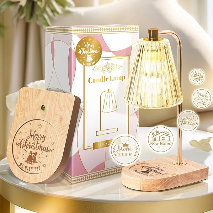 Candle Warmer Lamp Gifts for Women, Christmas Clearance Gifts for Mom Women, Candle Lamp Warmer with 2 Bulbs, Christmas Wax Melt Warmer for Jar Candles, Unique Gift Basket for Home Decor