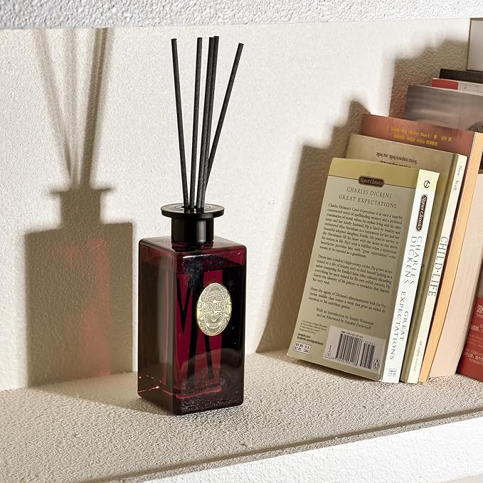 M&SENSE 10.14 oz Large Reed Diffuser | RED Camelia Scent Home Oil Diffuser with Sticks |Long Lasting Non-Toxic Essential Oil |Reed Diffuser for Bathroom Shelf Decor