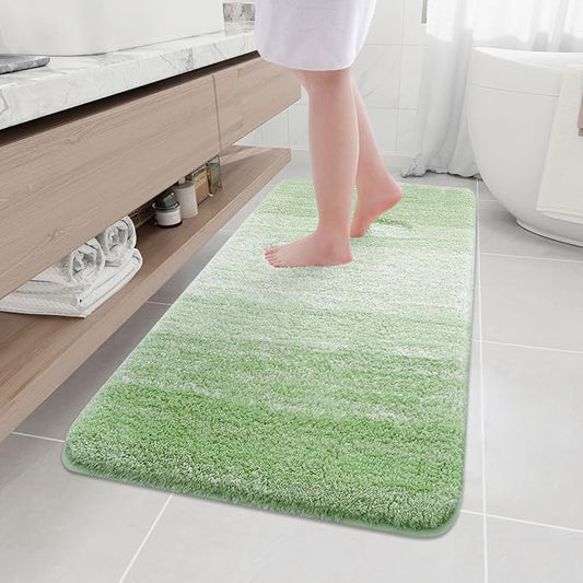 Arotive Microfiber Bathroom Rugs, Shaggy Soft and Absorbent Bath Rug, Non-Slip, Thick Plush Machine Washable Dry Bath Mats for Bathroom, Tub and Shower, 54x24, Sage Green