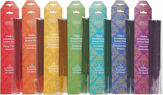 Hosley 140pack Assorted Incense Stick with Wood Holder, Infused with Essential Oils. Ideal Gift for Wedding, Events, Aromatherapy, Spa, Reiki, Meditation, Bathroom Setting