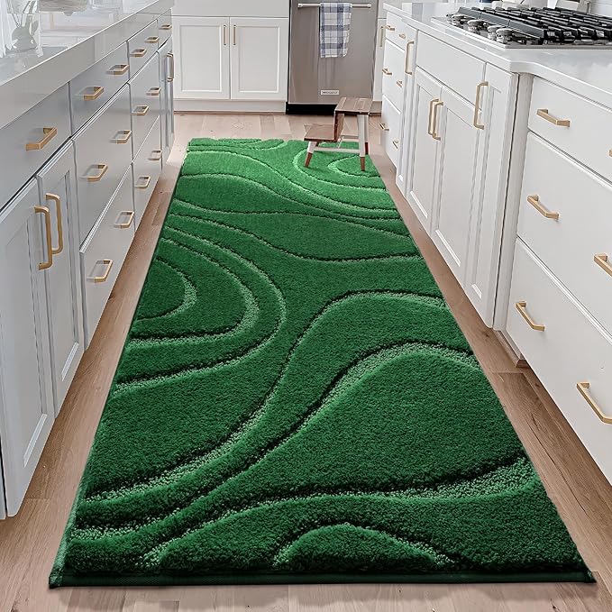 DEXDE Bathroom Rugs Runner 24 x 72 Inch,Extra Long Bathroom Rug Non-Slip,Machine Washable Bath Mats Rug,Green Soft Carpets for Floor, Tub and Shower