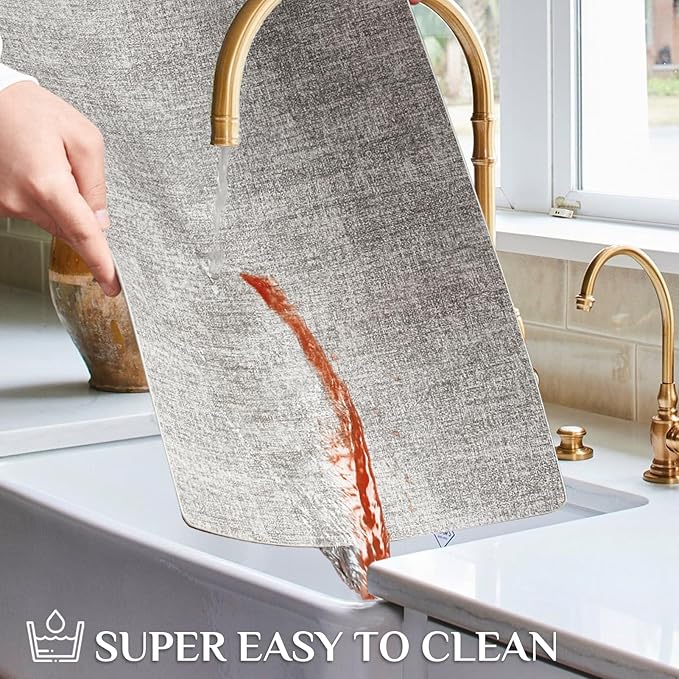Softalker Faux Leather Placemats Set of 4-Vinyl Heat Resistant Place Mats, 100% Waterproof Oilproof Wipe Clean Table Mats for Indoor & Outdoor Use, 17’’×12’’, Light Grey