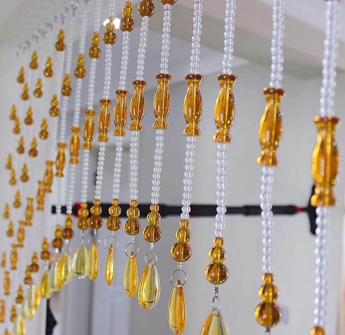 Hanging Glass Door Beads Curtains Valance Self-Adhesive for Doorways Crystals Stran Arched Windows, Clear Crystal Room Partition Curtain Door Frame Beads for Doorways Closets 13