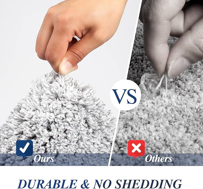 Walensee Bath Rug for Bathroom Non Slip Mat (20 x 32, Ombre Black) Water Absorbent Soft Microfiber Shaggy Bathroom Rug Machine Washable Bath Mat Thick Plush Shower Mat