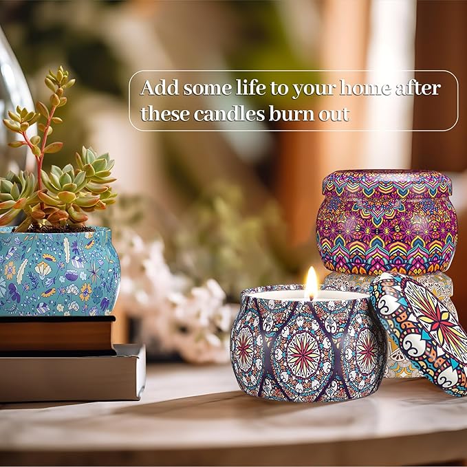 Scented Candle Present Set, 4 Pack 4.4 Oz Scented Candles, 120H Lasting Burn Candles for Home Scented, Soy Wax, Presents for Women, Ideal Presents for Birthday