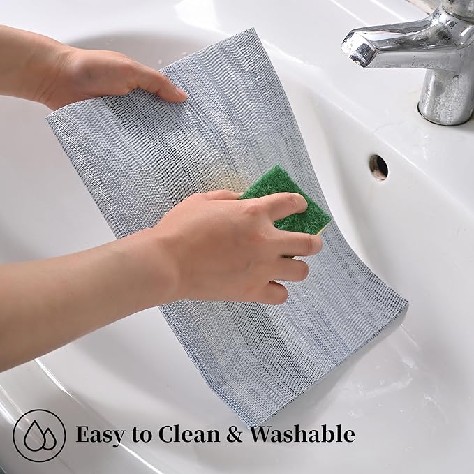 Leetaltree LightSteel Blue Placemats Set of 6 - Heat Resistant Non-Slip Place mats for Dining Table, Washable Durable PVC Vinyl Woven Table Mats（LightSteel Blue, 6）