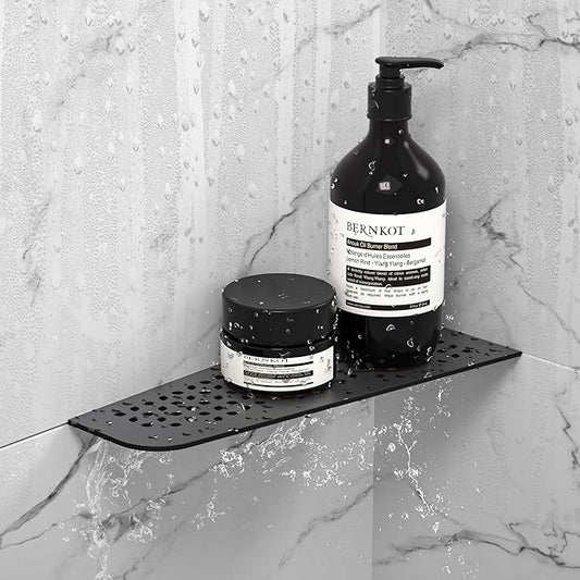 Corner Shower Shelf 12" Matte Black 304 Stainless Steel Quadrilateral Corner Shelf Heavy Duty Recessed Bathroom Black Shelf No Drilling Needed
