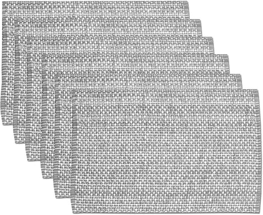 Sweet Home Collection 100% Cotton Placemats for Dining Room Rectangle Two Tone Woven Fabric 13" x 19" Soft Durable Table Mat Set, Set of 6, Gray