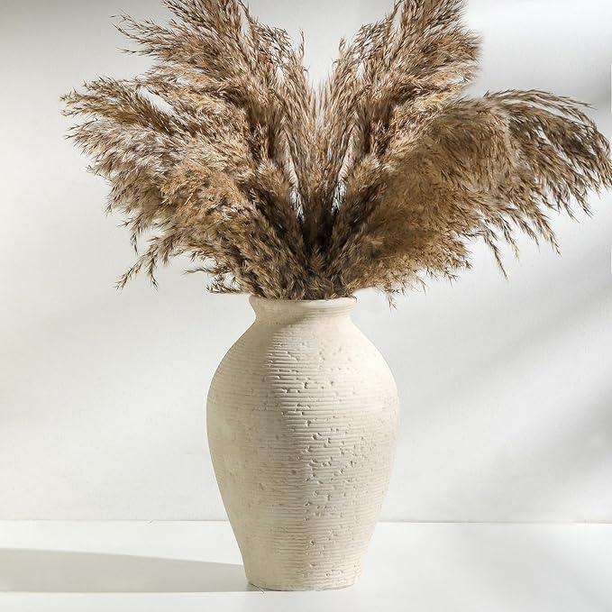 Ceramic Flower Vase Home Decor - Large Farmhouse Table Vases Rustic Vintage Living Room Kitchen Bedroom Decorations for House Book Shelf Office Coffee Desk Dining Fireplace (9" Rustic)