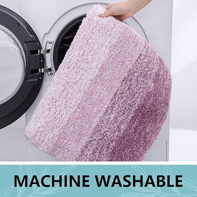 Arotive Microfiber Bathroom Rugs, Shaggy Soft and Absorbent Bath Rug, Non-Slip, Thick Plush Machine Washable Dry Bath Mats for Bathroom, Tub and Shower, 24x16, Purple