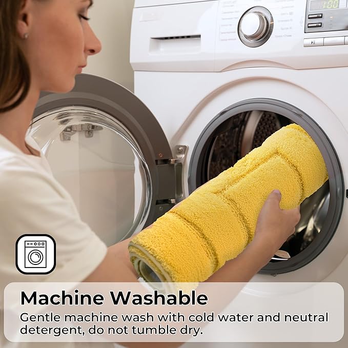 GRANNY SAYS Bathroom Toilet Rugs U Shaped, Bath Mats for Bathroom, Bath Rugs Non Slip Washable, Absorbent Microfiber Toilet Mat, Soft Plush Shaggy Bath Carpet, 20" x 24", Yellow