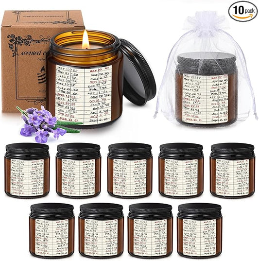 10 Set Book Lovers Gifts Library Due Date Scented Candles Natural Soy Wax Jar Candle with Organza Bag Reading Week Ideas Gifts for Readers Bookish Librarian Book Club Decor